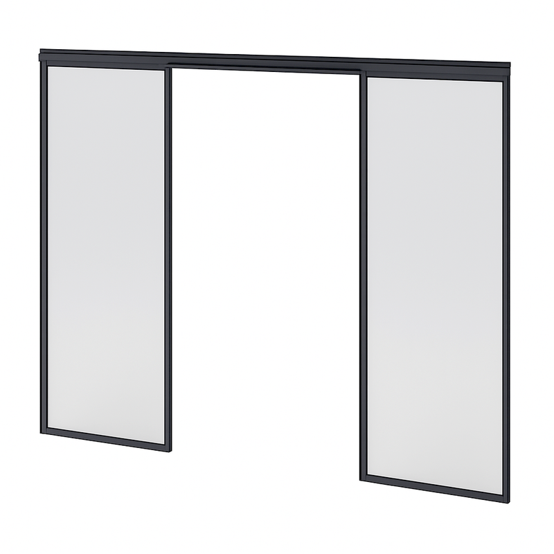 Porte coulissante double pour serre en verre trempé - MaSerreVerte